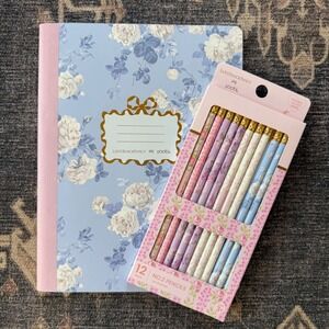 Love Shack Fancy Composition Notebook Pencil Set Everblooming Rosette Floral NEW